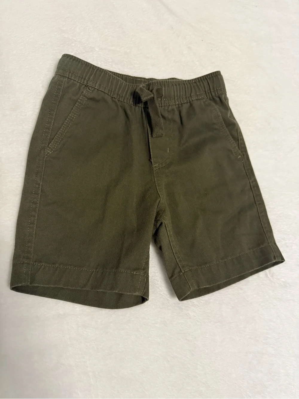 Nautica Boys Size 5 Olive Green Pull On Elastic Waist Chino Shorts Drawstring